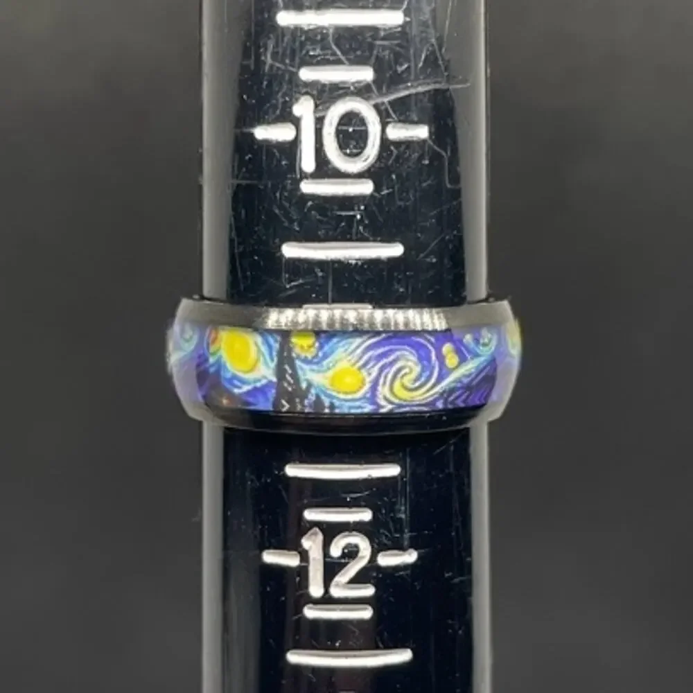 Unisex Starry Night Stainless Steel Band Ring Size 11